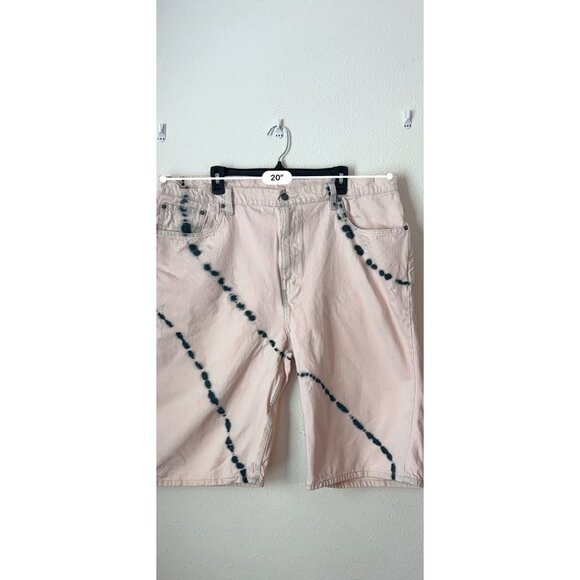 Levis 569 Shorts Mens Size 40 Pink Tie Dye Denim Jean Loose Straight 12” Inseam - Picture 9 of 12